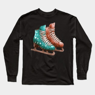 Pastel Brown Ice Skating Boots Long Sleeve T-Shirt